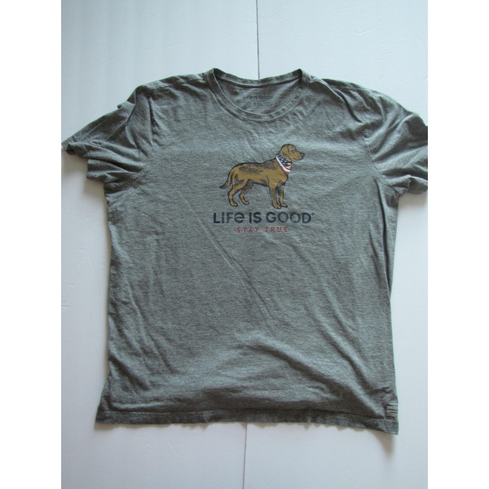 Life Is Good Shirt Mens 2XL Gray Dog Stay True Graphic Tee Cotton Casual